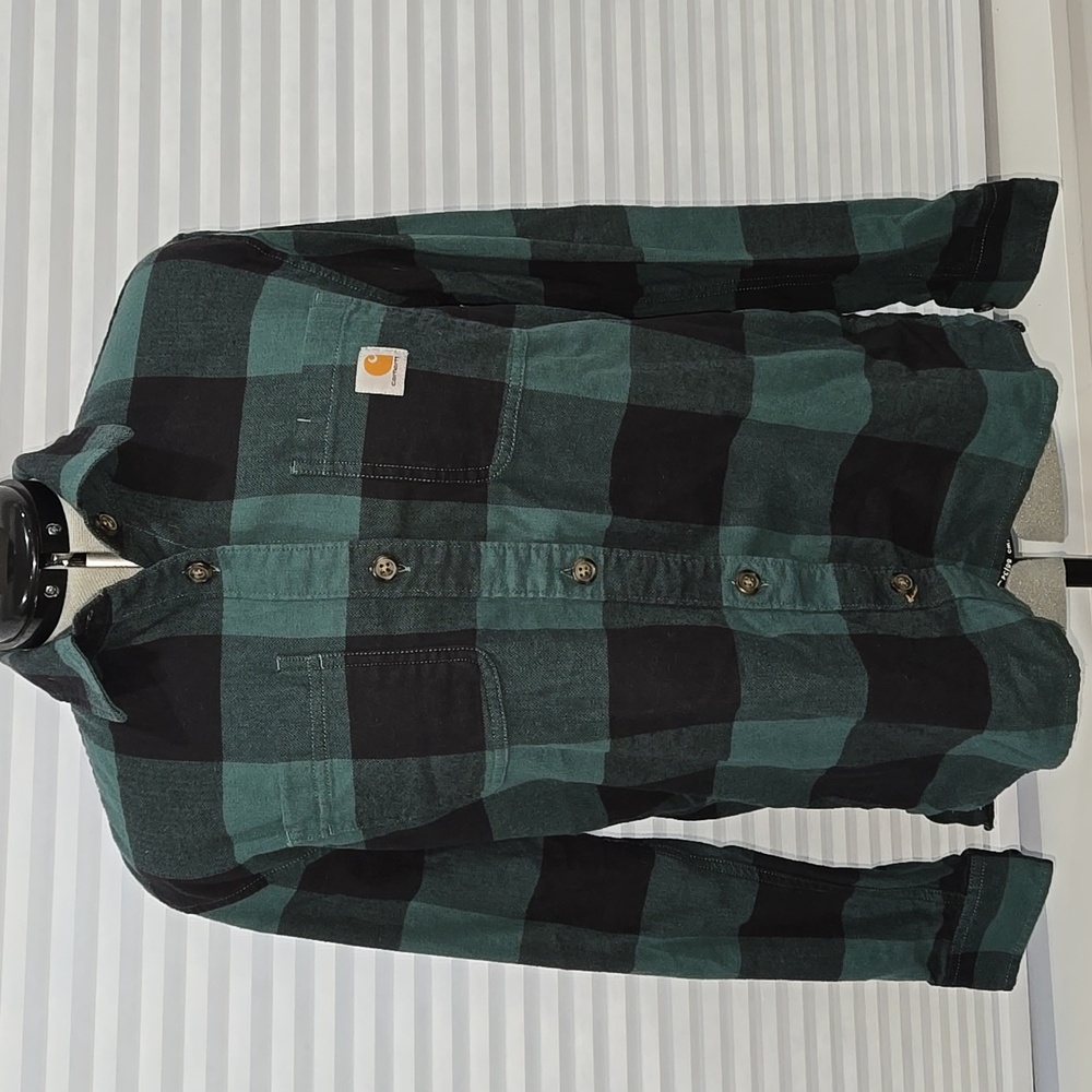 Carhartt Teal and Black Checkered Shirt